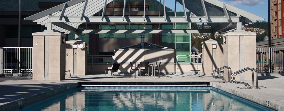 Steel pyramid - poolside patio structure