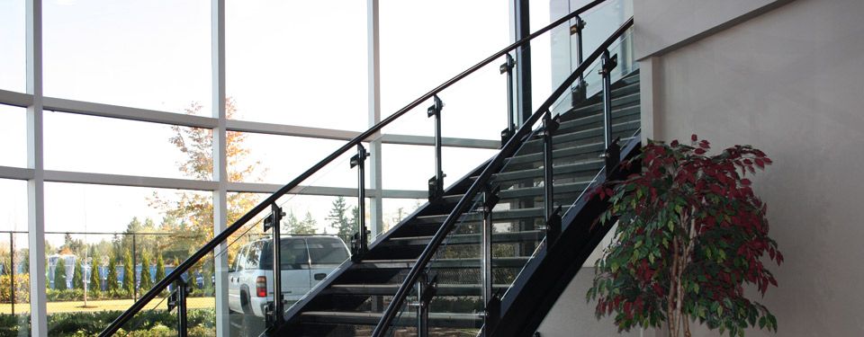 Steel and Glass Curved Staircase