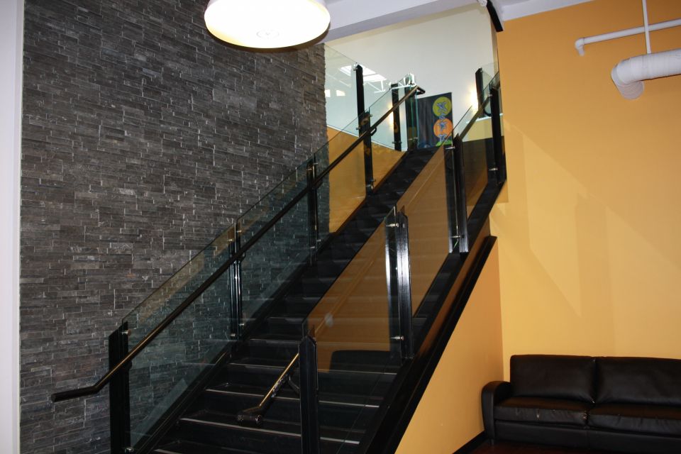 Glass and steel staircase
